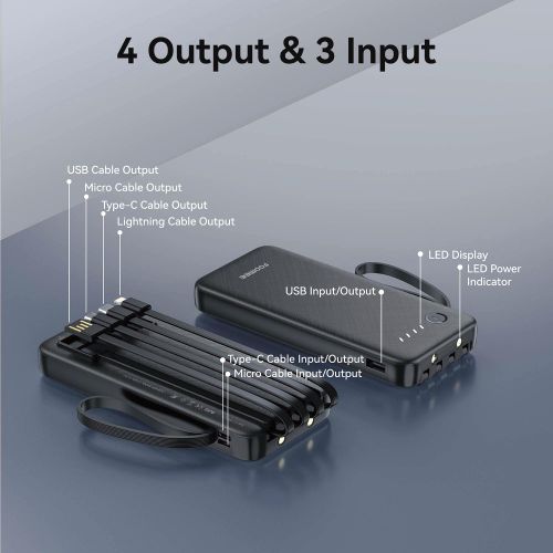 FOOMEE 10000mah portable power bank with Charging Cables, 12W Fast Charging Item | Buy FOOMEE 10000mah portable power bank with Charging Cables, 12W Fast Charging | SPOP Enterprise Global